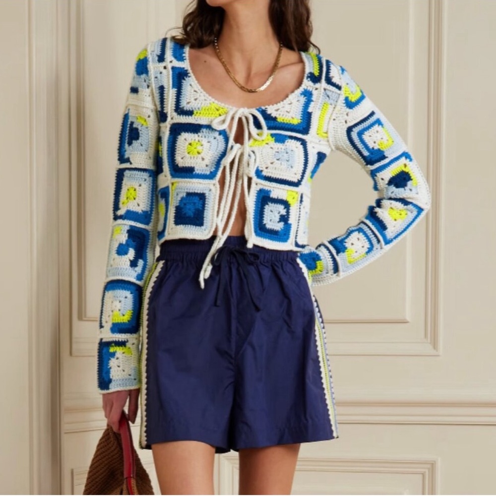 SEA Hayden crocheted wool-blend cardigan